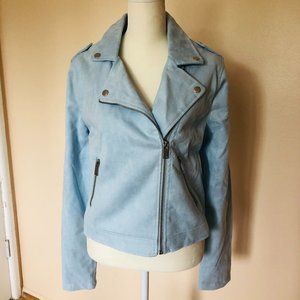 Rue21 Baby Blue Cropped Moto Jacket